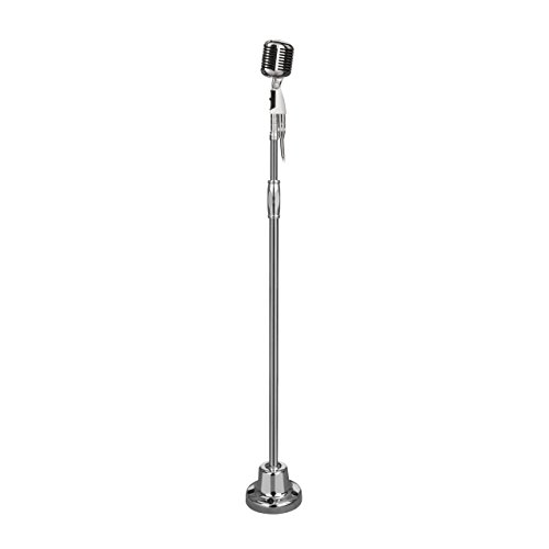 Retro Microphone and Swing Stand - Classic Vintage Professional Dynamic Unidirectional Audio Vocal Performance Mic w/ Adjustable Stand, XLR Cable Cord For Stage / Studio Use - Pyle PDMICR70SL (Silver)