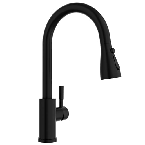 APPASO Black Kitchen Taps Mixer, 360° Swivel Kitchen Sink Faucet with Pull Out Spray 3 Modes, Stainless Steel Pull Down Sink Taps for Kitchen, Matte Black