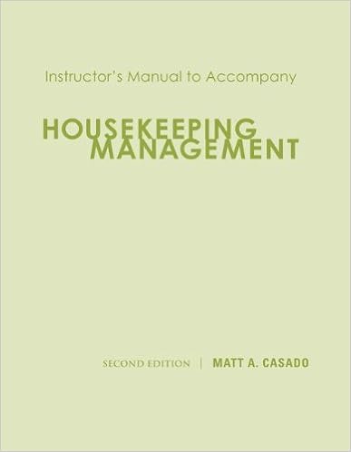 Housekeeping Management Instructors Manual Matt A Casado - 