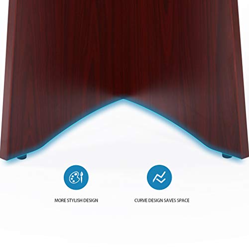 Sunon 41.3'' Dia Round Conference Table with X-Shaped Wood Panel Small Dining Table (Mahogany)