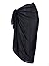 FALETO Womens Swimsuit Chiffon Cover Up Floral Beach Sarong Bikini Swimwear Wrap,#1-Solid Blac