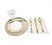 160 Piece Gold Plastic Disposable Plates and Plastic Silverware Set