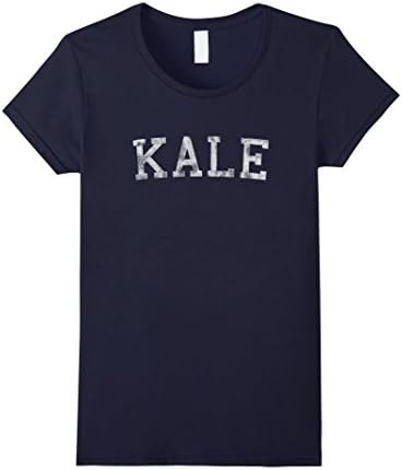 Womens Retro Kale University Funny Vegan T-Shirt Small Navy