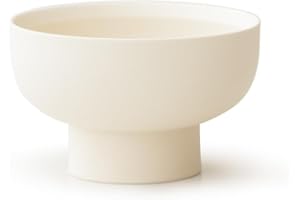 WENSHUO High-foot Fruit Bowl, Ceramic Pedestal Decorative Bowl, Round Bowl for Salad, H2.55 × W4.5 Small Size, 8.4oz, Matte Crème