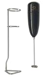 Bella Cafe - Hand held Electric Milk Frother - Stainless Steel Drink Mixer Wand With Stand - Best One Touch Coffee Latte Espresso and Cappuccino Maker