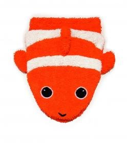 Organic Cotton, Washcloth Mitt Clownfish Puppet, Child Size by Furnis
