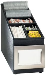 DISPENSE-RITENSLC-1BT Countertop Multi-Purpose Condiment Organizer,Straw And Lid With Stainless Steel Napkin Dispenser, Black Polystyrene, 15-3/4" H x 8-1/2" W x 24-1/2" D
