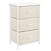 mDesign Vertical Dresser Storage Tower - Sturdy Steel Frame, Wood Top, Easy Pull Fabric Bins - Organizer Unit for Bedroom, Hallway, Entryway, Closets - Textured Print - 3 Drawers - Cream/White