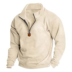 Mens Quarter Zip Pullover Vintage Fashion Long
