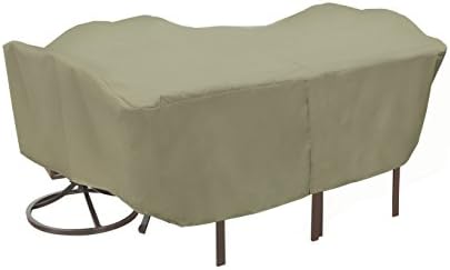 MODERN LEISURE8576A Patio Table and Chairs Cover, Outdoor Furniture Set Cover, Waterproof, 76 L x 115 W x 30 H inches, Extra Large, Tan Khaki
