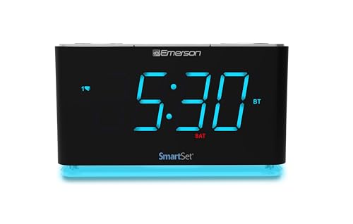 Emerson Smartset Alarm Clock Radio with Bluetooth Speaker with USB Port for iPhone/iPad/iPod/Android and Tablets, 1.4