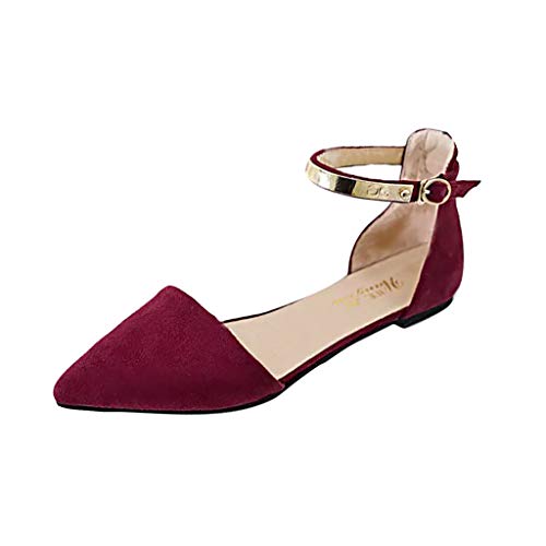 Pointed Flats Shoes Women,Londony🐬 Faux Leather D'Orsay Pointed Toe Flats Classic Pointy Toe Ballet Slip On Flats Shoes Red