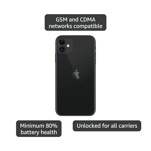Apple iPhone 11, 64GB, Black - Unlocked (Renewed)