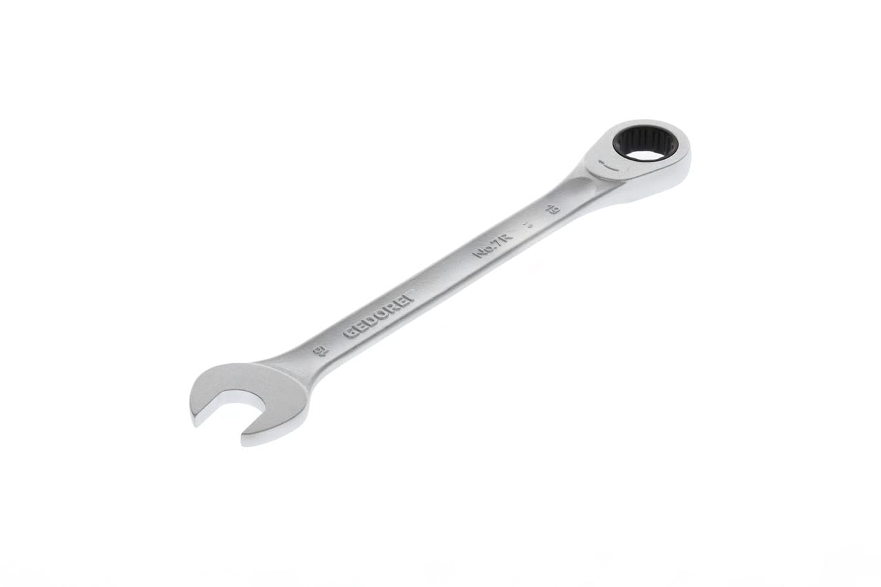 GEDORE Open-ended spanner with ring ratchet, AF 19 mm, Flat, Bi-hex, UD profile, Spanner, 7 R 19