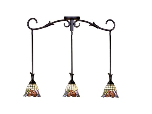 Dale Tiffany TH101085 Burbridge 3-Light Pendant Light, Verona Bronze and Art Gl…