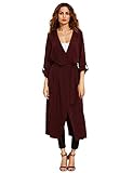 Verdusa Women's Long Sleeve Wrap Trench Coat Belted Lightweight Duster Coat