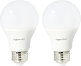 AmazonBasics 60 Watt Equivalent, Daylight, Dimmable, A19 LED Light Bulb | 2-Pack