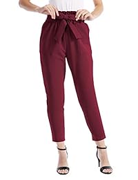 Pantalones de cintura alta para dama para otoño y pierna ancha