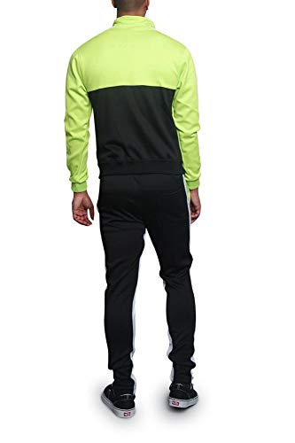 Victorious Men's Tri-Colored Track Suit Set ST5010-523 - Frozen Yellow - Medium