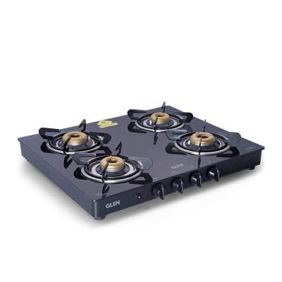 Glen 4 Burners 1041 GT Forged Brass Burner Black Auto Ignition Cooktop