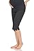 Beachcoco Women's Maternity Capri Pants – High Waisted Knee Length Pregnancy Side Slit Cropped Shorts Active Casual Lounge PMT-BT-7110 BLK M