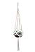Mkono Macrame Plant Hangers Indoor Outdoor Hanging Planter Basket Cotton Rope 4 Legs 41 Inch, 2 Pack, Ivory