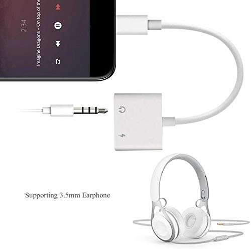 3.5 mm Headphone Jack Adapter for iPhone11 Xs/Xs Max/XR/ 8/8 Plus/7/7 Plus for Car Charger Aux Adapter 2 in 1 Earphone Splitter Adaptor Charger Cables & Audio Connector Dongle Support All iOS Systems - Thumbnail 3