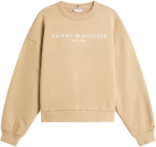 Damen Sweatshirt Corp Logo Relaxed Fit, Beige (Driftwood Taupe), S