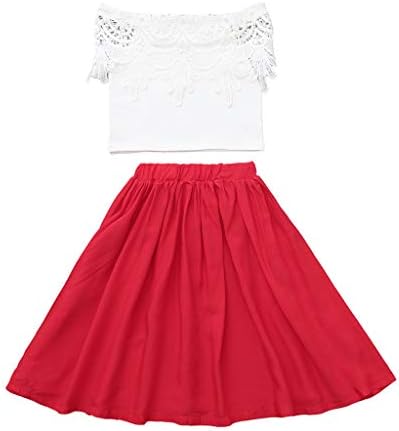 HEHEMAUD Newborn Infant Baby Girl Kid Floral Lace One Shoulder Tops +Tutu Skirt Outfits 2pcs