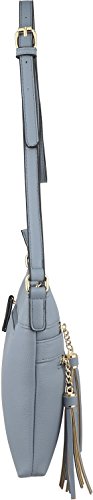 B BRENTANO Vegan Multi-Zipper Crossbody Handbag Purse with Tassel Accents (Blue) - Thumbnail 3