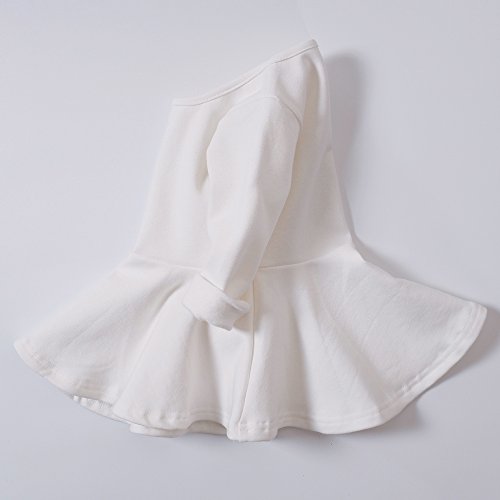 Infant Toddler Baby Girls Dress Pink Ruffle Long Sleeves Cotton (18-24m(92), White)