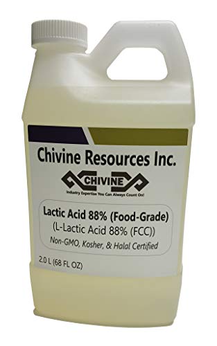 Lactic Acid 88% (Solution) Food Grade; Non-GMO, Kosher & Halal Certified - 2 Liter (68 FL OZ)