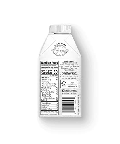 Elmhurst French Vanilla Non Dairy Hemp Coffee Creamer, 16 Ounce (Pack of 6)