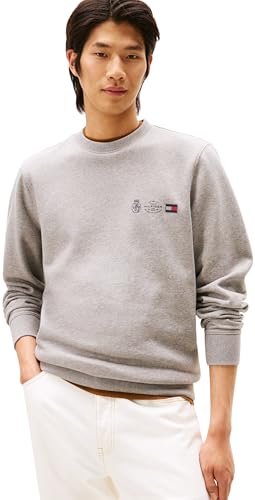 Sweat Homme Small Crest Outline avec Col Ras-du-Cou, Gris (Medium Grey Heather), XL