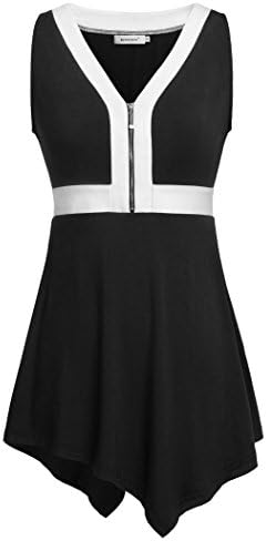 Womens Tanks,Kospoon Various Hem Long Tunic Sleeveless Zip Front Shirts Black XL