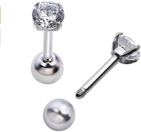 Aeromdale Stud Anti-Allergy Round Body Tragus Lip Ring Cartilage Ear Stud Stud Earring Drilling 1 Pair Barbell Cartilage Helix Tragus Earring Silver Gift