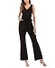 SUNNOW Women V Neck Jumpsuit Sleeveless High Waist Long Overalls Elegant Romper (M(US8-10), Black)