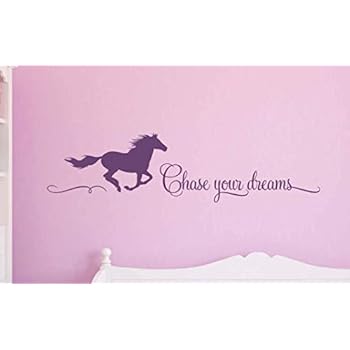 Teisyouhu Chase Your Dreams With Horse Horse Girls Room Decals Equestrian Decals Cowgirl Mural Wall Art Decal Sticker For Living Room Bedroom Kitchen