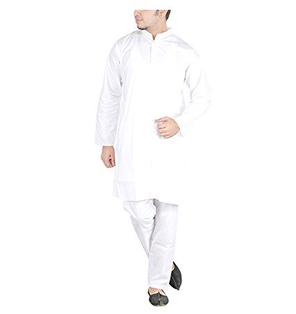 royal men's white active wear pure cotton kurta pyjama set of 2