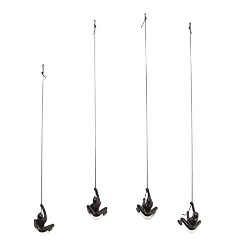 Climbing Man Choco black color set of 4 pieces Hanging Wall Piece Of Art By ELADITEMS â€“ Solid, Durable Polyresin Construction â€“ Handmade, Highly Motivational Home DÃ©cor Item â€“