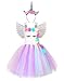 Cuteshower Girl Unicorn Costume, Baby Unicorn Tutu Dress Outfit Princess Party Costumes with Headband and Wings (7-8 Years, White)