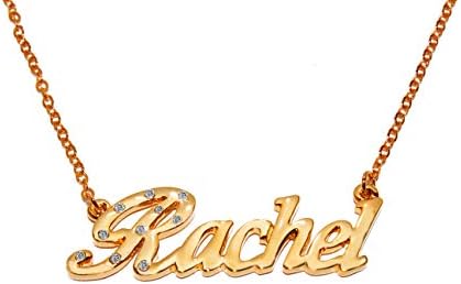 Name Necklaces Rachel - Personalized Necklace Gold Plated 18K, Belcher Chain, 2mm Thick