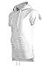Screenshotbrand Mens Hip Hop Longline Premium Tee - Pullover Hooded Fashion T-Shirt High-Low Distress Ripped - White - Medium