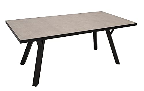 DEGAMO Gartengarnitur MANCIANO 7-teilig, 6X Hochlehner Sessel mit Verstellbarer Rückenlehne und 1x Gartentisch 90x180cm mit Glasplatte in Keramikoptik hellgrau – Bild 8