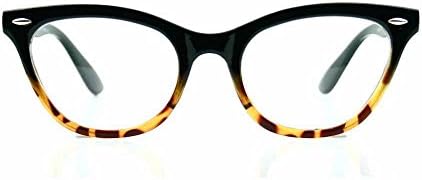 Cat Eye Wayfarer Style Gradient Two Tone Plastic Frame Women Eyeglasses Glasses (Ombre, Clear)