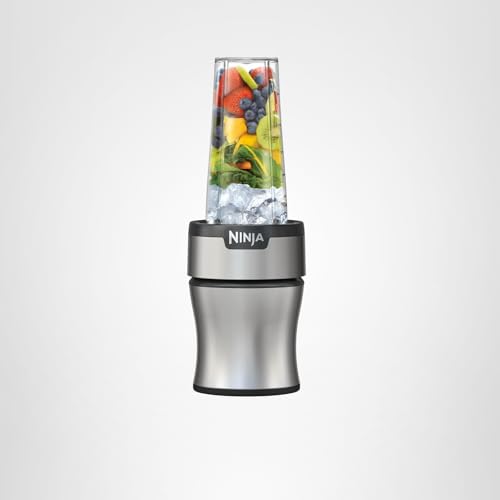Licuadora personal compacta Ninja BN301 Nutri-Blender Plus, motor de 900 vatios pico, bebidas congeladas, batidos, salsas y más, (3) 20 oz. Vasos para llevar, (2) tapas con boquilla (1) tapa para almacenamiento, aptos para lavavajillas, plateados