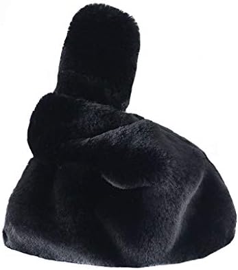 Marchome Soft Faux Rabbit Fur Pull Through Strap Handbag Wrist Purse for Women