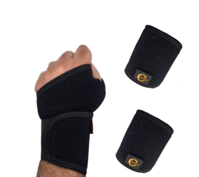 PEDIMEND 2Pack Version Profession Wrist Support Brace, Adjustable Wrist Strap Reversible Wrist Brace for Sports Protecting/Tendonitis Pain Relief/Carpal Tunnel/Arthritis, Right & Left (Black)