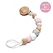 O'MySummer Modern Pacifier Clip for Baby｜Natural Beech Wood & 100% BPA Free Silicone Beads｜Universal fits Bibs, Nuk, Tommee Tippee and Avent｜Binky Holder for Infant Newborn Girls Boys(Royal Pink)