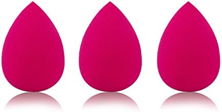 FANTCEN Cosmetic Blending Sponge Flawless Makeup Sponges Cosmetic Sponge Puff Egg Shaped Makeup Puff Sponge Set of 3 for Cream Foundation Powder Blush Teardrop (Pink)